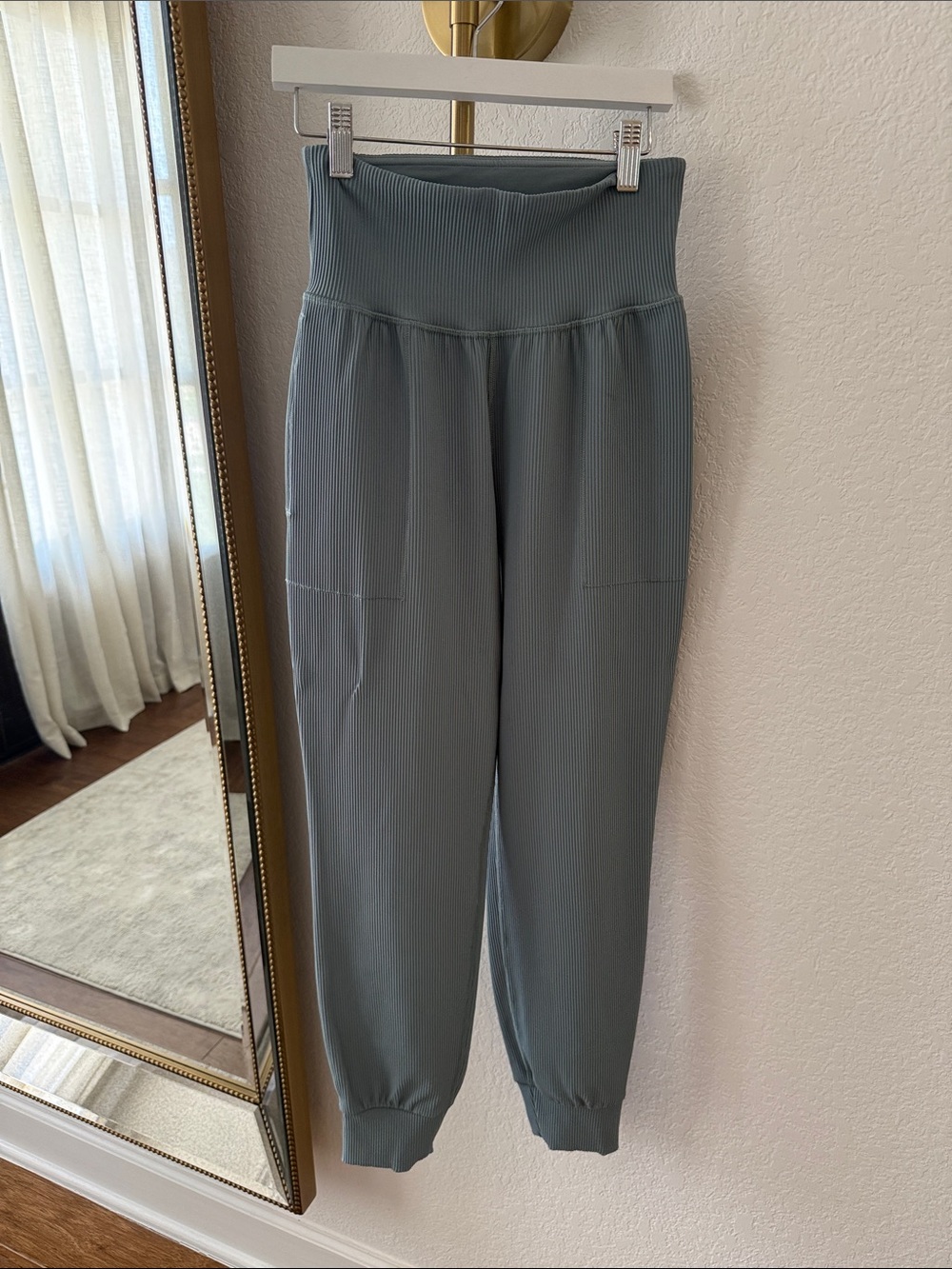 Athleta High Waist Ribbed Jogger Pants - Dusty Blue